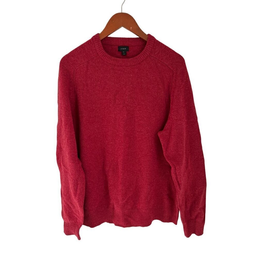 J.CREW Lambswool Crewneck Sweater Long Sleeve Heather Red Size XLarge
